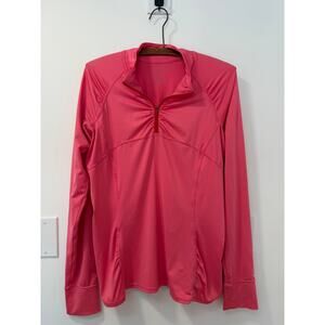 Athleta Fast Track Half Zip Pullover Women's Active Coral Pink Size L